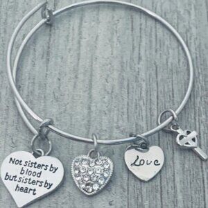 Friend Bracelet- Not Sisters By Blood But Sisters By Heart Jewelry- Cross